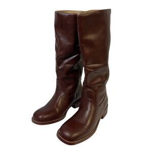 FemFlame Womens 8.5 Dark Brown 1.5" Heel Knee High Boots Closed Square Toe Shoes